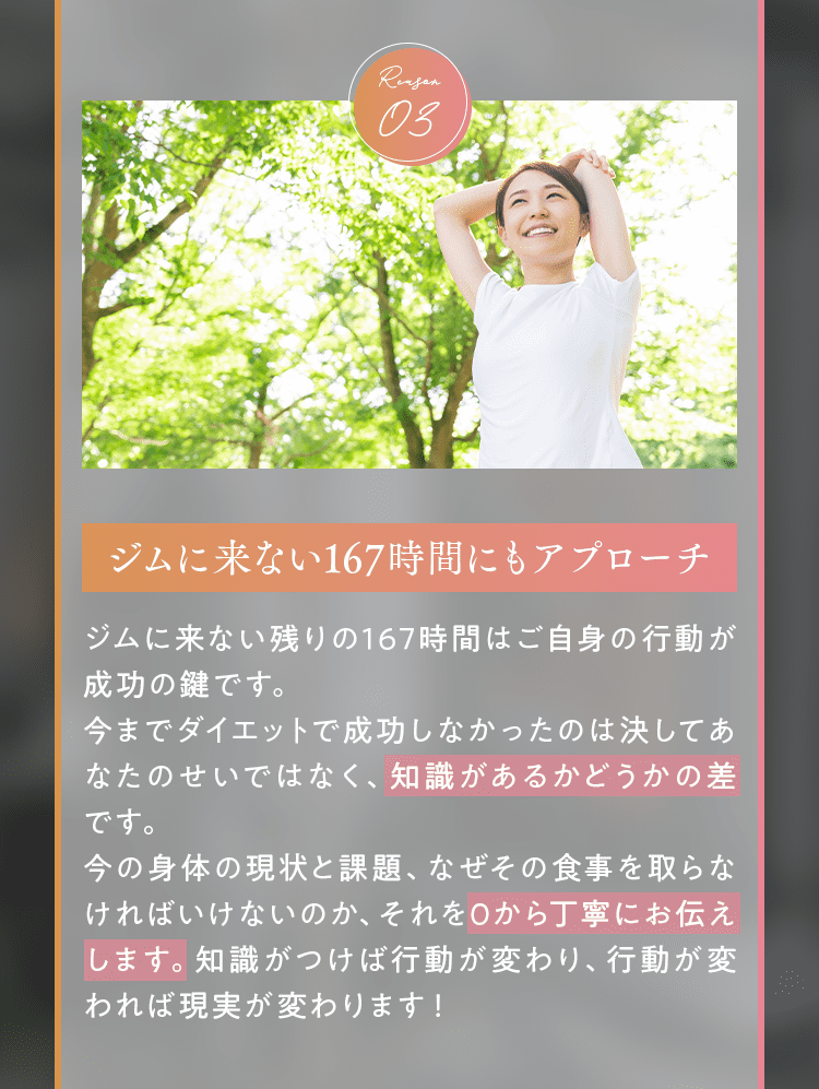 ジムに来ない167時間にもアプローチ